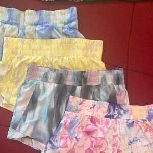 Set of Pastel Tie-Dye & Floral Satin Shorts